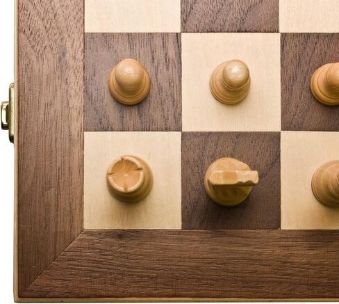 STERLING Games 16" Solid Wooden Chess Set Travel Folding Board with Brass Locks and Felted Interior Storage with Piece Holders in Saudi Arabia
