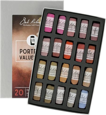 Jack Richeson 422938 Hand Rolled Soft Pastels Values 3-4 20 Piece Portrait Set in Saudi Arabia