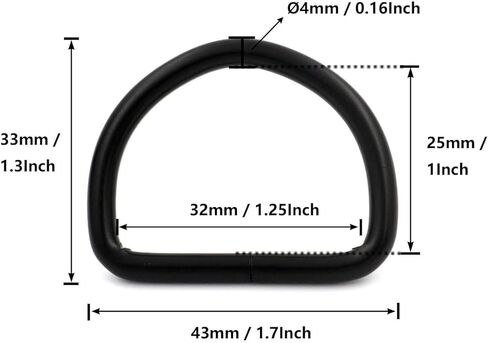 إبزيم دائري بحلقات معدنية على شكل حرف D من BIKICOCO، 1-1/4 × 1 بوصة غير ملحومة لخياطة النسيج بنفسك - أسود - عبوة من 30 قطعة in Kuwait