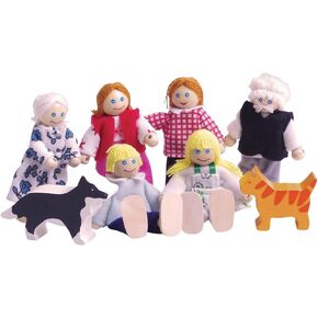 Bigjigs Toys Heritage Playset Wooden Dolls House People - 8 Wooden Dolls Family for Dollhouses, Quality Dolls House Accessories for Pretend Play in Kuwait