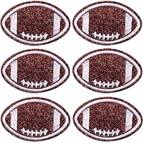 12pcs Sequin Football Patch, 3 Inch White Stitches Brown Football Iron on, Embroidered Applique Sewing Patches for Clothing, Bags, Jackets, Jeans DIY Accessory Craft Decoration in Kuwait