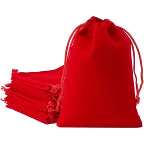 Tendwarm 20Pcs 3x4 Inches Velvet Bags With Drawstrings for Christmas Wedding Red Gift Bags Party Favors