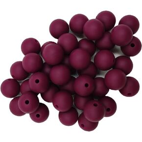 YNGMEANS 51pcs 15mm Silicone Round Beads for Keychain Making Red Wine Color Silicone Pearl Rubber Spacer Beads Accessory Kit for DIY Pens Handmade Mom Necklace Bracelet Jewelry Craft