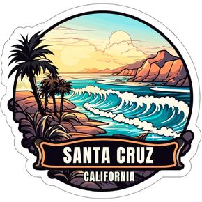 Santa Cruz Sticker California Weatherproof Travel Decal Vinyl Small Waterproof for Water Bottle Mug Passport Book Scrapbook Notebook Laptop Tumbler Skateboard Computer Phone Size 4" Funny Gift in Saudi Arabia
