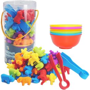 UNIQUE KIDS Counting Educational Learning Toy Set with Sorting Cups - Engaging Sensory Color Classification Training Game for Toddlers Preschoolers Ages 3 Years and Up (Dinosaurs)