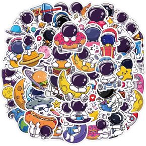 Space Astronaut Stickers Pack 60PCS, Cute Waterbottle Stickers Gifts for Kids Boys Teens Glueewee Waterproof Vinyl Stickers for Water Bottles Laptop Scrapbook Journal