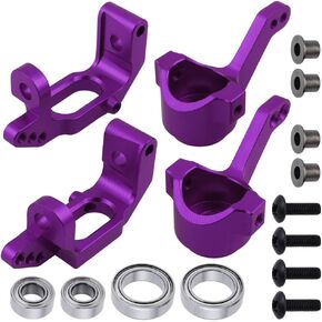 كتل العجلات الأمامية من الألومنيوم على شكل حرف C من Hobbypark ومفصل التوجيه لشاحنة الوحش Volcano Epx/Pro RC 1/10، استبدال 102210 10221 (أرجواني)