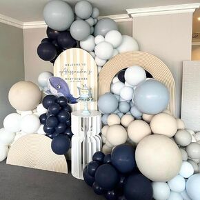 138pcs Navy Blue Balloons Garland Arch Kit Double-Stuffed Night Blue Dusty Blue Nude Blush Latex Balloons for Birthday Party Graduation Baby Shower Wedding Ocean Decoration in Kuwait
