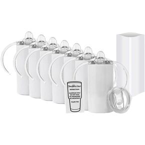 كوب أطفال رفيع أبيض قابل للانسكاب، 7 عبوات من أبو واك، 340 مل مع برغي على الغطاء، أكواب تسام من أجل نقل الحرارة بنفسك، فراغات تسام in Kuwait