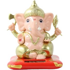 مجسم غانيش ايدول صغير للزينة من ايلودي او، مجسم غانيش ايدول لتابلوه السيارة، لعبة رأس هندي جانباتي تعمل بالطاقة الشمسية، هدايا احتفالية لديكور نافذة المنزل والمكتب in Kuwait