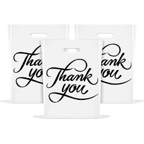 Zoe Deco Thank You Bags for Retail Merchandise (Black, 16x18 inch, 100 Count), 1.77 mil Thick Reusable Boutique Shopping Bags/Goodie Bags/Gift Bags in Kuwait