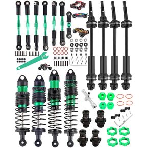hopsupRC Upgrades Part for 1/10 Slash Rustler Stampede Bandit 4WD,Aluminum Big Bore RC Shocks & Steel #45 Drive Shaft CVD & Adjustable Turnbuckles Camber Links & Hex Hub Adapters 12mm to 17mm,Titanium