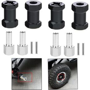 HeyMi 4Pcs 12mm Aluminum Wheel Hex Hub 20mm Offset Extension for Axial scx10 D90 90046 Tamiya MST 110 RC Car Crawler (20mm, Black) in Kuwait