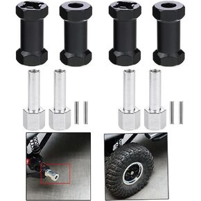 HeyMi 4Pcs 12mm Aluminum Wheel Hex Hub 25mm Offset Extension for Axial scx10 D90 90046 Tamiya MST 110 RC Car Crawler (25mm, Black) in Kuwait