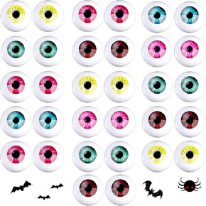 32 Pieces Halloween Eyeballs Plastic Half Eyeballs Spooky Scary Horror Props for Halloween Trick or Treat Party Cosplay (Chic Colors)