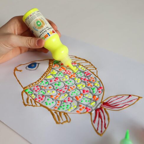 PRiMO Tempera Paint Bottle, 50ml, Fluorescent Orange, Non-Toxic, Ergonomic, For Young Artists in Saudi Arabia