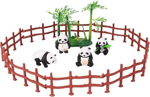 مجموعة لعب شخصية الدب الباندا من هيرسميمور، 4 قطع تماثيل باندا واقعية و10 قطع من ألعاب السياج البلاستيكية، تزيين الكيك، تزيين كعكة عيد الفصح وعيد الميلاد، هدية للأطفال، مستلزمات الحفلات in Kuwait