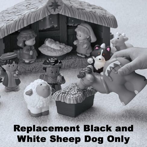 Replacement Part for Fisher-Price Little People Nativity Set - N4630 ~ Black and White Sheep Dog ~ Works with Many Sets in Saudi Arabia