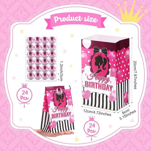 Tatuo 24 Pcs Princess Party Gift Bags Paper Goodie Bags Princess School Party Favors Birthday Party Supplies Decorations Candy Bags Welcome Princess Decor Halloween Party Supplies in Saudi Arabia