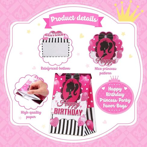 Tatuo 24 Pcs Princess Party Gift Bags Paper Goodie Bags Princess School Party Favors Birthday Party Supplies Decorations Candy Bags Welcome Princess Decor Halloween Party Supplies in Saudi Arabia
