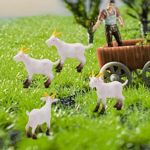 EATAKWARD 15pcs Animal Goat Figurines, Miniature Scene Garden DIY Decoration, Decoration Farm Animals Model, Cute PVC Ornaments Mini Rural Miniature Lambs Simulation in Saudi Arabia