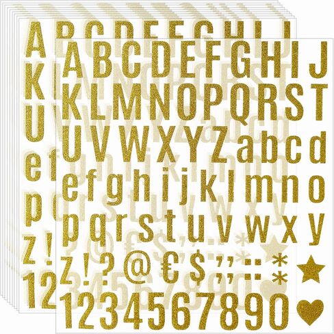 Waynoda 790 Pieces 10 Sheets Glitter Letter Stickers,Alphabet Number Stickers,Self Adhesive Letters Numbers Kit for Home,Craft,Mailbox,Window(Rose Gold,1 Inch) in Saudi Arabia