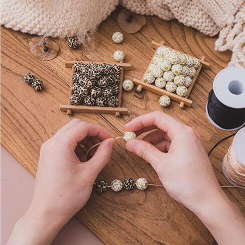 36pcs Leopard Silicone Beads Craft 12mm 15mm 19mm Round Loose Spacer Beads Bulk for DIY Keychain Bracelet Making in Kuwait