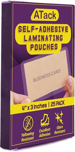 ATack Self-Sealing Laminating Pouches Business Card Size, 9.5 Mil and Hard Self Laminating Business Cards Pouch (Pack of 25) in Kuwait