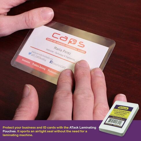 ATack Self-Sealing Laminating Pouches Business Card Size, 9.5 Mil and Hard Self Laminating Business Cards Pouch (Pack of 25) in Kuwait