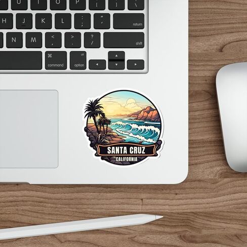Santa Cruz Sticker California Weatherproof Travel Decal Vinyl Small Waterproof for Water Bottle Mug Passport Book Scrapbook Notebook Laptop Tumbler Skateboard Computer Phone Size 4" Funny Gift in Saudi Arabia