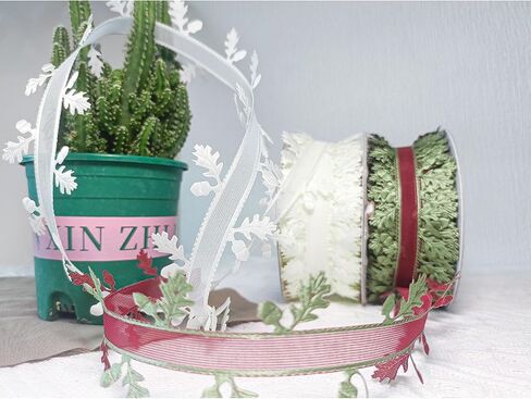 22Yards Green Leaves Leaf Trim Ribbon, Satin Ribbon Artificial Leaves Garland for DIY Craft Garland Wreath Party Wedding Gift Wrapping Home Decoration (Green) in Kuwait