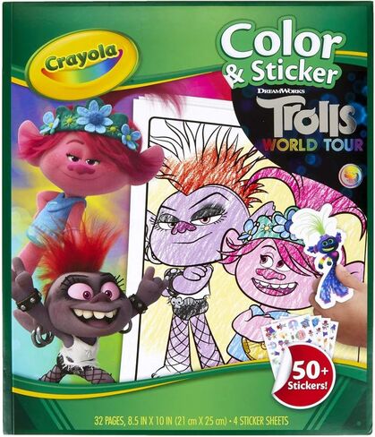 Crayola Trolls World Tour Color & Sticker Activity, With 32 Kids Coloring Pages & 4 Sticker Sheets, Trolls 2 Coloring, Gift for Kids, Ages 3, 4, 5, 6 in Saudi Arabia