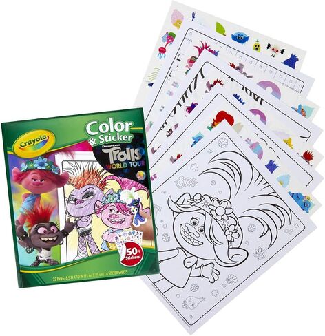 Crayola Trolls World Tour Color & Sticker Activity, With 32 Kids Coloring Pages & 4 Sticker Sheets, Trolls 2 Coloring, Gift for Kids, Ages 3, 4, 5, 6 in Saudi Arabia