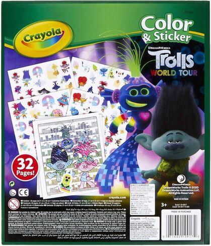 Crayola Trolls World Tour Color & Sticker Activity, With 32 Kids Coloring Pages & 4 Sticker Sheets, Trolls 2 Coloring, Gift for Kids, Ages 3, 4, 5, 6 in Saudi Arabia