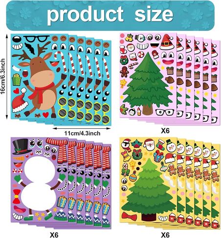 50 Pieces Christmas Stickers DIY Holiday Stickers Make Your Own Christmas Stickers Christmas Santa Snowman Reindeer Gingerbread Sticker Christmas Game Crafts for Holiday Christmas Party Supplies in Saudi Arabia