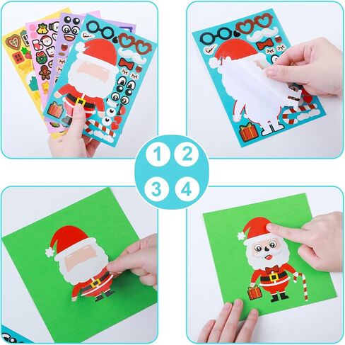 50 Pieces Christmas Stickers DIY Holiday Stickers Make Your Own Christmas Stickers Christmas Santa Snowman Reindeer Gingerbread Sticker Christmas Game Crafts for Holiday Christmas Party Supplies in Saudi Arabia