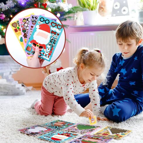 50 Pieces Christmas Stickers DIY Holiday Stickers Make Your Own Christmas Stickers Christmas Santa Snowman Reindeer Gingerbread Sticker Christmas Game Crafts for Holiday Christmas Party Supplies in Saudi Arabia