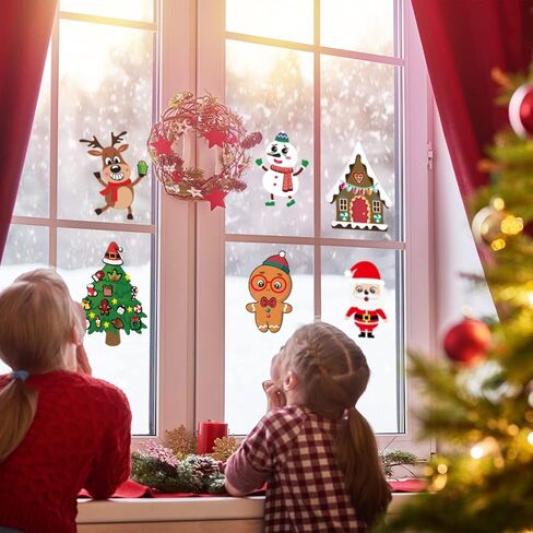 50 Pieces Christmas Stickers DIY Holiday Stickers Make Your Own Christmas Stickers Christmas Santa Snowman Reindeer Gingerbread Sticker Christmas Game Crafts for Holiday Christmas Party Supplies in Saudi Arabia