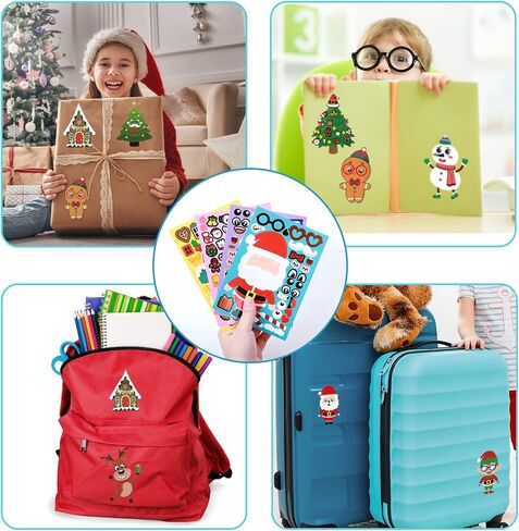 50 Pieces Christmas Stickers DIY Holiday Stickers Make Your Own Christmas Stickers Christmas Santa Snowman Reindeer Gingerbread Sticker Christmas Game Crafts for Holiday Christmas Party Supplies in Saudi Arabia