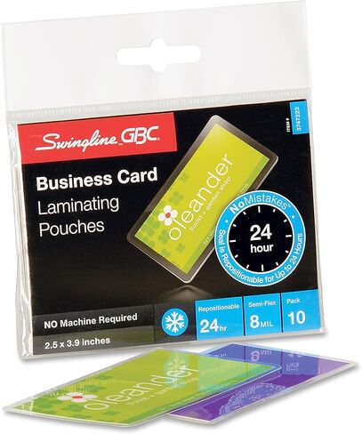 GBC Swingline 3747223 Laminating Pouch, Bus Card Size, 2-3/10-Inch x3-15/16-Inch, 10/PK, CL in Saudi Arabia