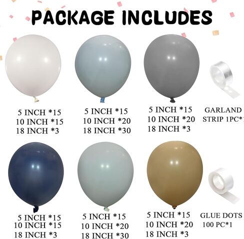 138pcs Navy Blue Balloons Garland Arch Kit Double-Stuffed Night Blue Dusty Blue Nude Blush Latex Balloons for Birthday Party Graduation Baby Shower Wedding Ocean Decoration in Kuwait
