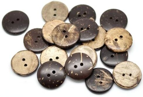 50pc 3/4" (20mm) Brown Coconut Shell 2 Holes Sewing Buttons [Office Product] in Saudi Arabia
