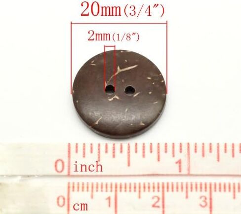 50pc 3/4" (20mm) Brown Coconut Shell 2 Holes Sewing Buttons [Office Product] in Saudi Arabia