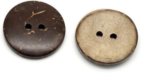 50pc 3/4" (20mm) Brown Coconut Shell 2 Holes Sewing Buttons [Office Product] in Saudi Arabia