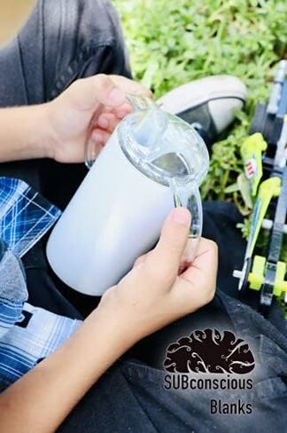 كوب أطفال رفيع أبيض قابل للانسكاب، 7 عبوات من أبو واك، 340 مل مع برغي على الغطاء، أكواب تسام من أجل نقل الحرارة بنفسك، فراغات تسام in Kuwait