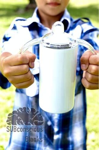 كوب أطفال رفيع أبيض قابل للانسكاب، 7 عبوات من أبو واك، 340 مل مع برغي على الغطاء، أكواب تسام من أجل نقل الحرارة بنفسك، فراغات تسام in Kuwait