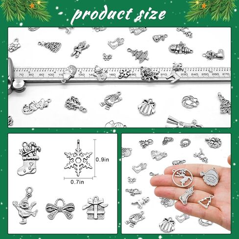 Newmemo عيد الميلاد سحر 100 جهاز كمبيوتر شخصى لوازم الحرفية المختلطة شجرة عيد الميلاد الثلج الغزلان جرس تخزين سحر المعلقات العتيقة الفضة عيد الميلاد الحلي النتائج مجوهرات صنع التبعي ل DIY قلادة سوار in Kuwait