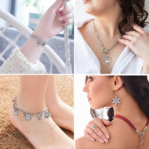 Newmemo عيد الميلاد سحر 100 جهاز كمبيوتر شخصى لوازم الحرفية المختلطة شجرة عيد الميلاد الثلج الغزلان جرس تخزين سحر المعلقات العتيقة الفضة عيد الميلاد الحلي النتائج مجوهرات صنع التبعي ل DIY قلادة سوار in Kuwait