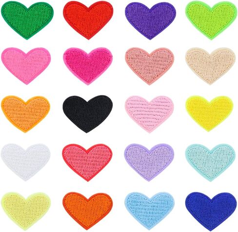 20 قطعة من HengKe مطرزة على شكل قلب على رقع متنوعة ملونة وقلب صغير لطيف ملابس حديد على رقع قماشية مزخرفة لتزيين الملابس وحقائب القبعات والسترات in Kuwait