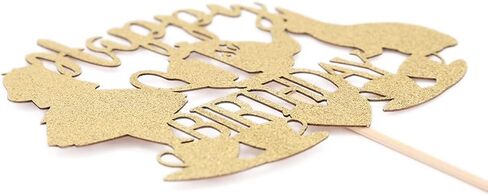 غلاف كعكة أليس في بلاد العجائب - لوازم كعكة لامعة ذهبية لديكورات حفلات عيد الميلاد الأول، مغامرات أليس في بلاد العجائب/الأرنب/مستلزمات حفلات الشاي لتزيين الكعك (غطاء الكعكة الأول) in Kuwait